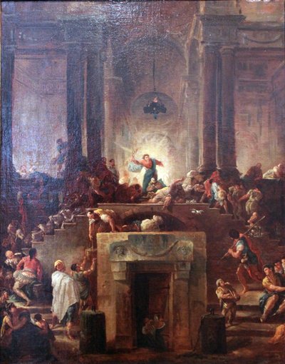 Christus verjaagt de geldwisselaars uit de tempel door Hubert Robert